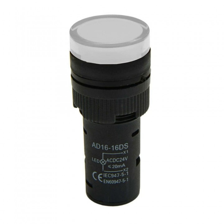 Світлодіодний індикатор AD16-16DS 230v АC/DC, білий TAKEL