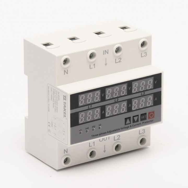 Реле напруги та струму модульне трифазне RD35VA-3 63А TAKEL