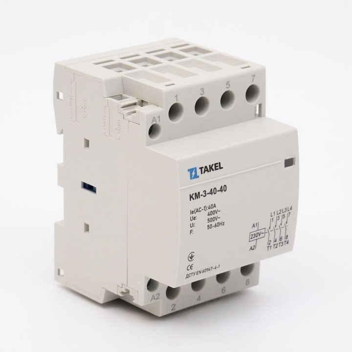 Контактор модульний КМ-3-40-40 40А 4NO TAKEL