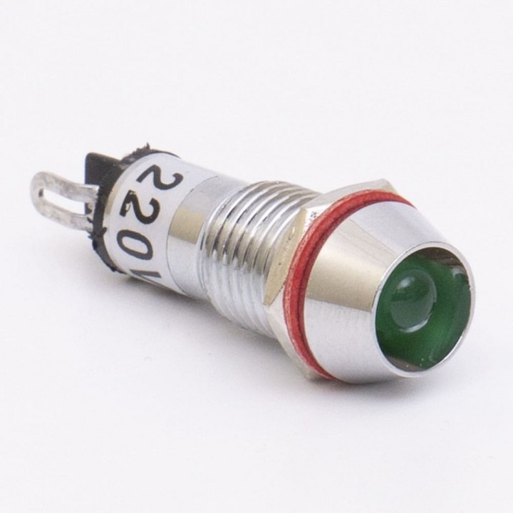 Світлодіодний індикатор металевий AD22C-10 220v AС, зелений 