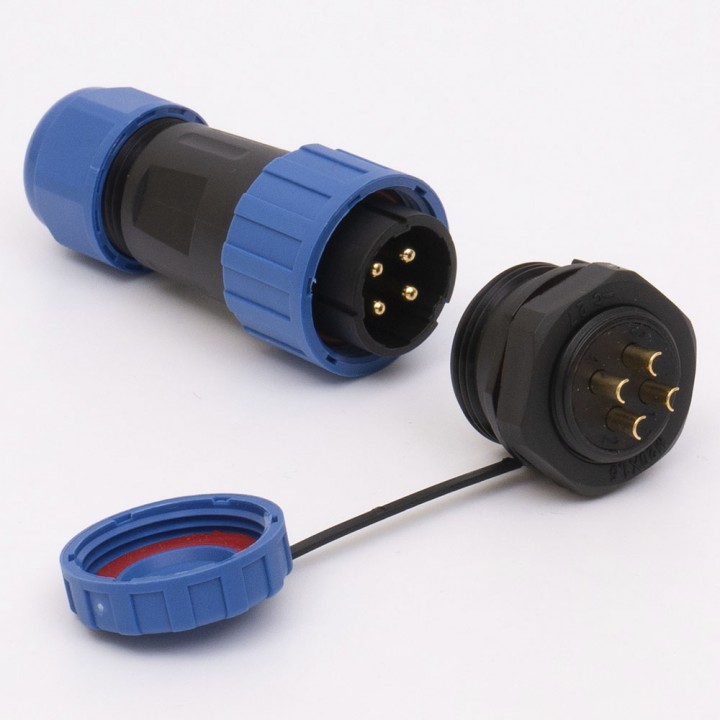 Коннектор вологозахищенний SP-20 4pin TAKEL 