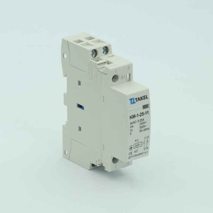 Контактор модульний КМ-1-25-11 25А 1NO+1NC 24В AC TAKEL