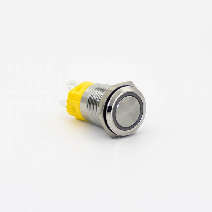 Кнопка металева КНМ-UL-16-FJ-E-Z 220V 1NO1NC плоска з фіксацією 5A, червоний TAKEL