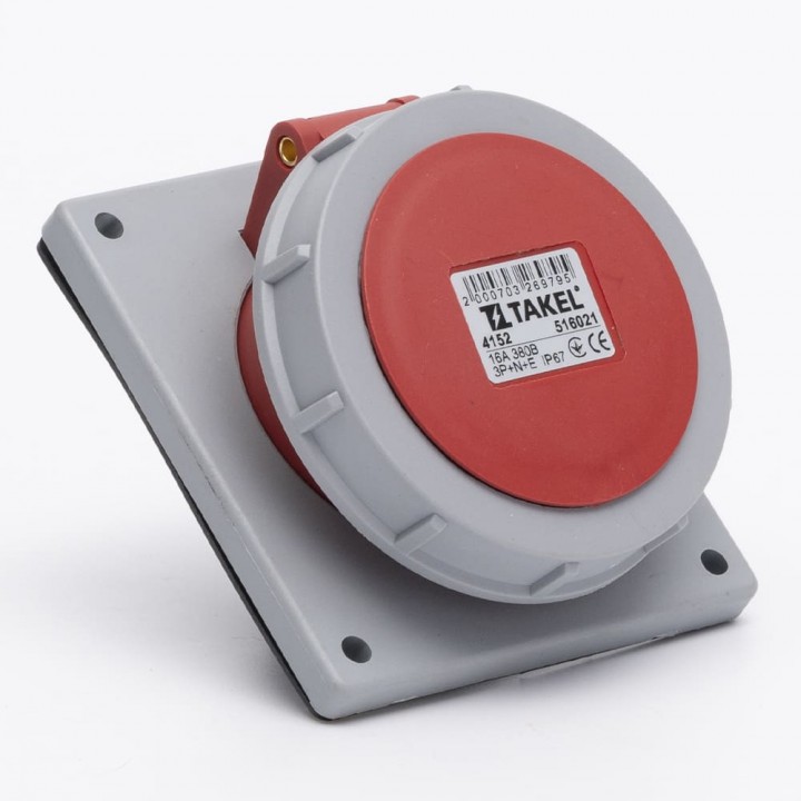 Розетка стаціонарна внутрішня 4152 16А 400В 3Р+N+Е IP67 Argent TAKEL