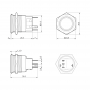 Кнопка металева КНМ-UL-22-FJ-E 220V 1NO1NC плоска 5A, зелений TAKEL